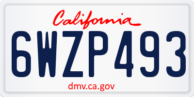 CA license plate 6WZP493