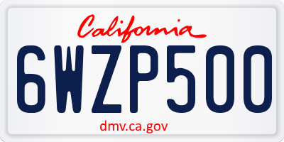 CA license plate 6WZP500