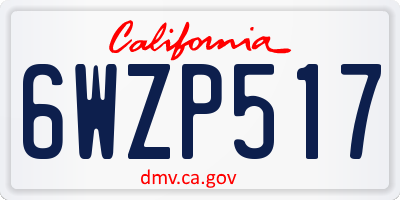 CA license plate 6WZP517