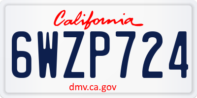 CA license plate 6WZP724