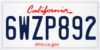 CA license plate 6WZP892