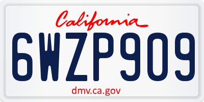 CA license plate 6WZP909