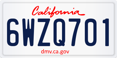 CA license plate 6WZQ701