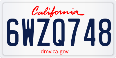 CA license plate 6WZQ748