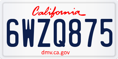CA license plate 6WZQ875