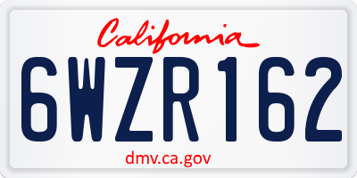 CA license plate 6WZR162