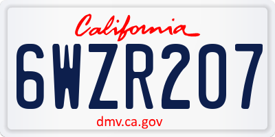 CA license plate 6WZR207