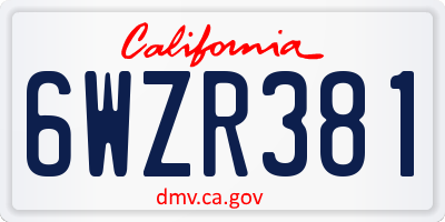 CA license plate 6WZR381