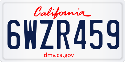 CA license plate 6WZR459