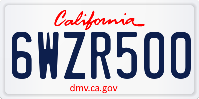 CA license plate 6WZR500