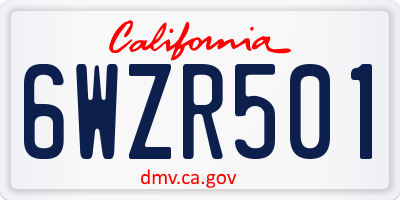 CA license plate 6WZR501