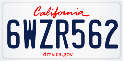 CA license plate 6WZR562