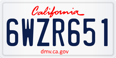 CA license plate 6WZR651