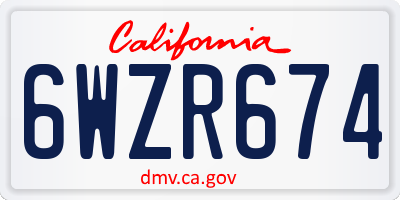 CA license plate 6WZR674