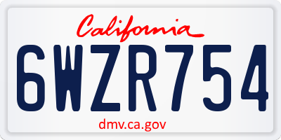 CA license plate 6WZR754