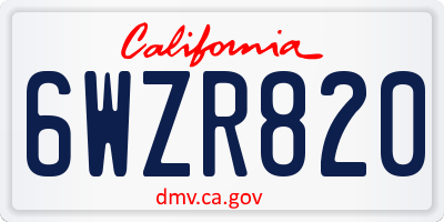 CA license plate 6WZR820