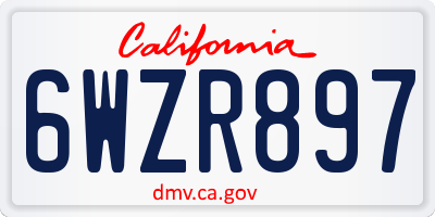 CA license plate 6WZR897