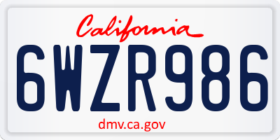 CA license plate 6WZR986