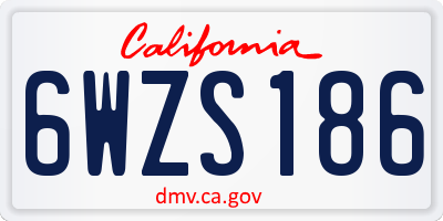 CA license plate 6WZS186
