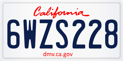 CA license plate 6WZS228