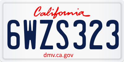 CA license plate 6WZS323