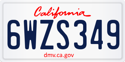 CA license plate 6WZS349