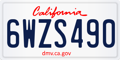 CA license plate 6WZS490