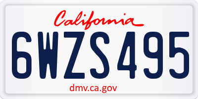 CA license plate 6WZS495