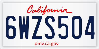 CA license plate 6WZS504