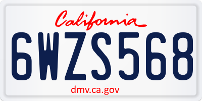 CA license plate 6WZS568