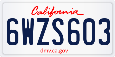 CA license plate 6WZS603