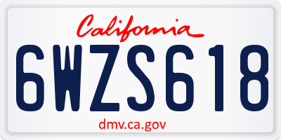 CA license plate 6WZS618