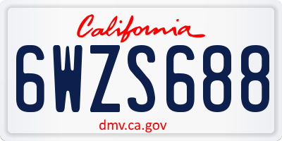 CA license plate 6WZS688