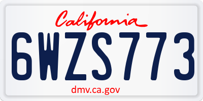 CA license plate 6WZS773