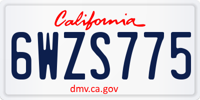 CA license plate 6WZS775