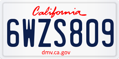 CA license plate 6WZS809