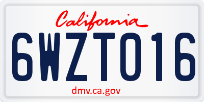 CA license plate 6WZT016