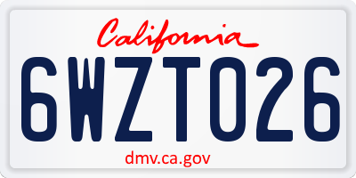 CA license plate 6WZT026