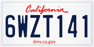 CA license plate 6WZT141