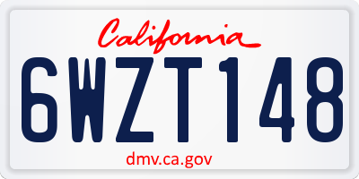 CA license plate 6WZT148