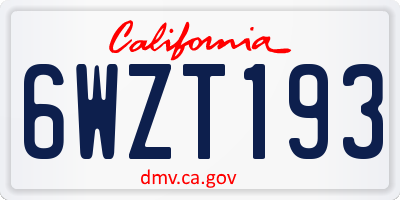 CA license plate 6WZT193