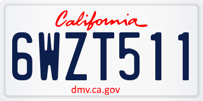 CA license plate 6WZT511