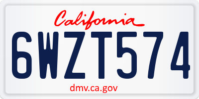 CA license plate 6WZT574