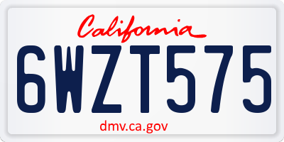 CA license plate 6WZT575
