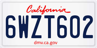 CA license plate 6WZT602