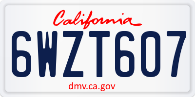 CA license plate 6WZT607