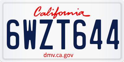 CA license plate 6WZT644