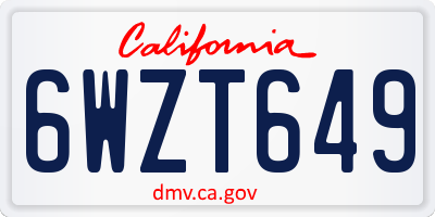 CA license plate 6WZT649