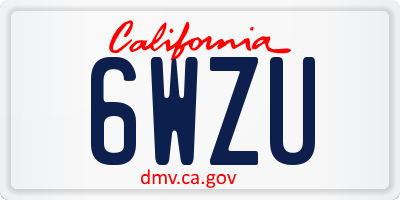 CA license plate 6WZU