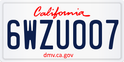 CA license plate 6WZU007